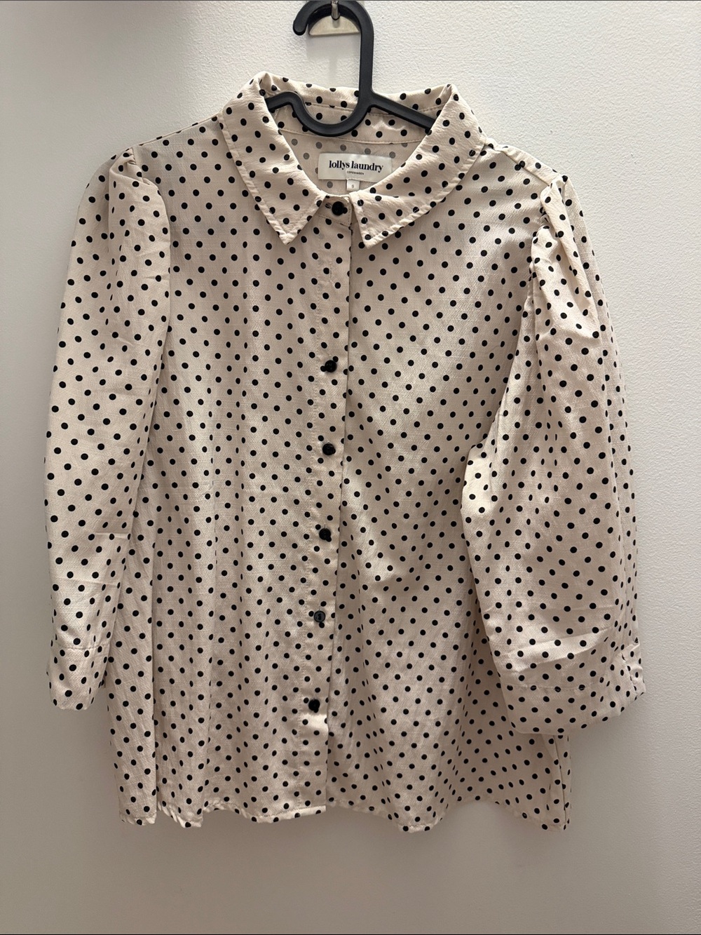 Cream Polka Dot Button-Up Blouse